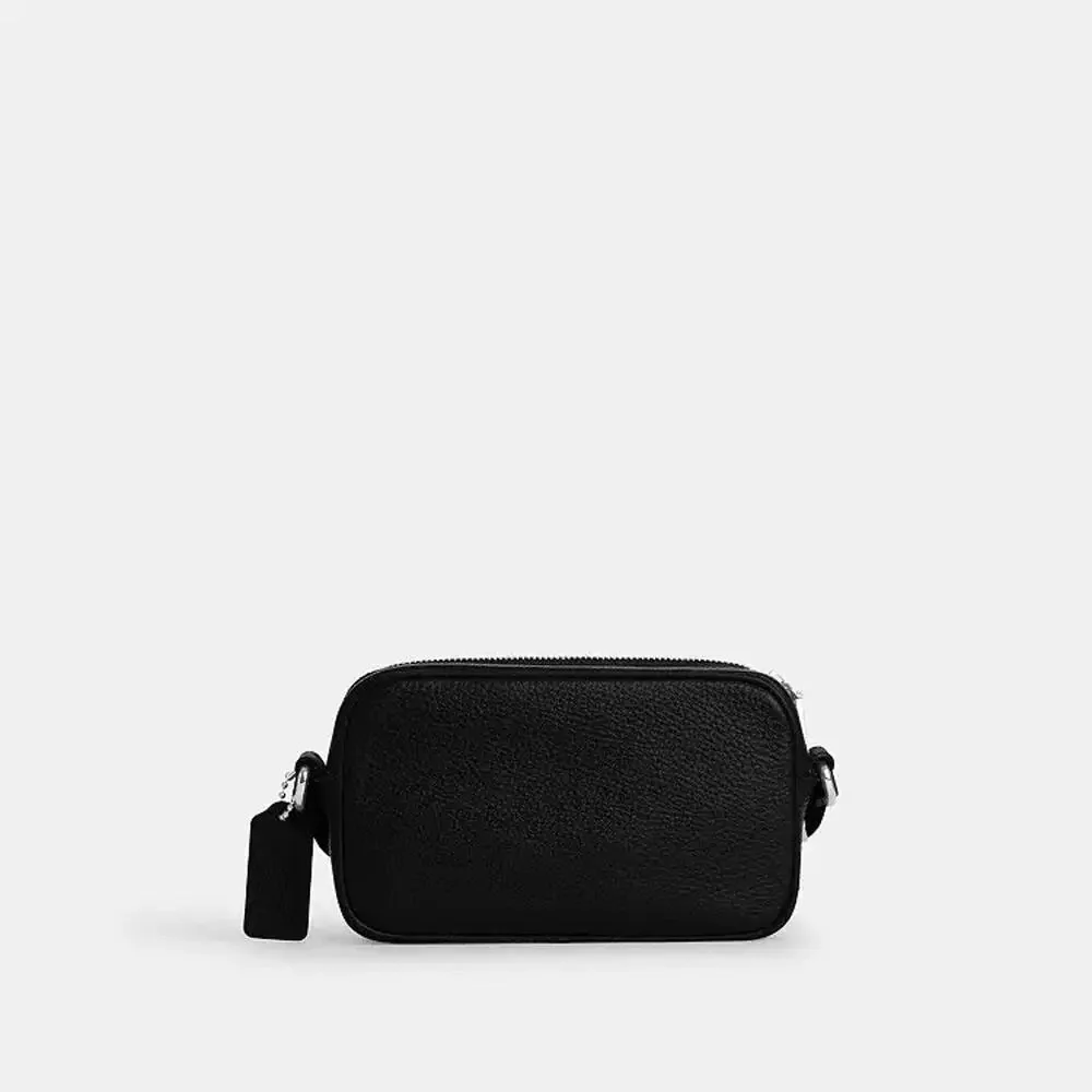 NWT Coach Colton Crossbody Bag 19 Black Silver CET66 Pebble Leather